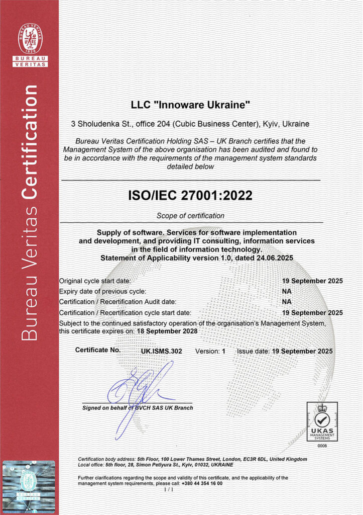 Information security management ISO/IEC 27001:2022
